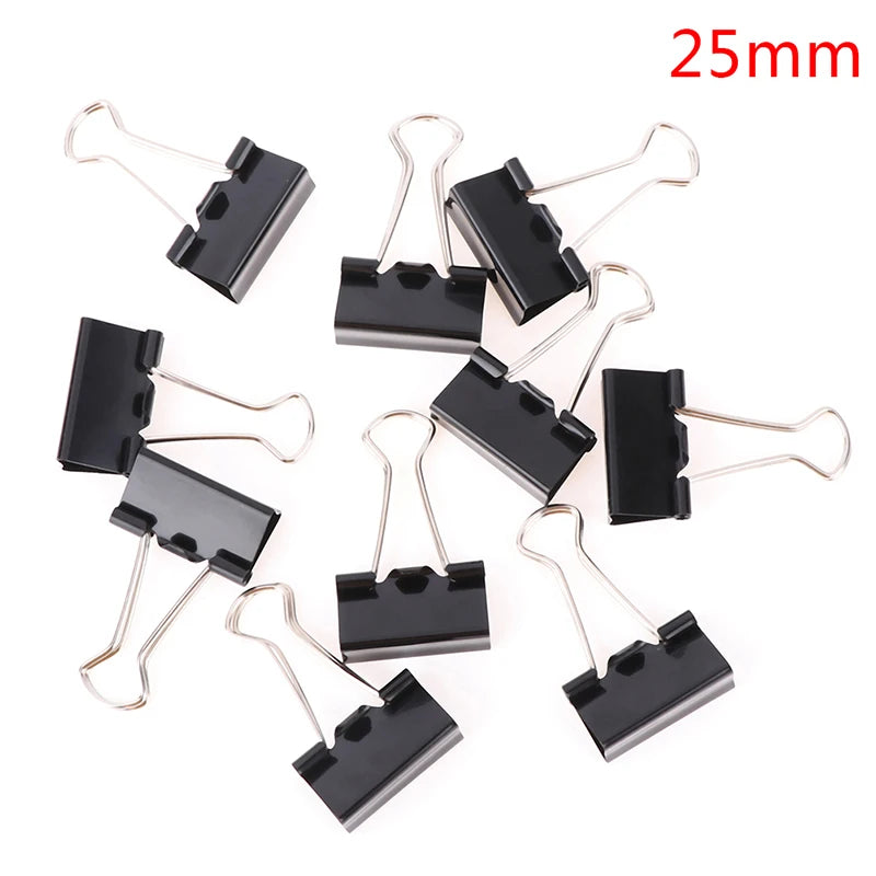 10pcs/lot Black Metal Binder Clips 19mm/ 25mm/ 32mm Notes Letter Paper Clip Office Supplies Binding Securing ALPENZO