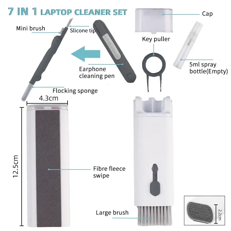 Keyboard Cleaning Kit 7-in-1 Laptops Cleaner with Keycap Puller, Multifunctional Keyboard Brush Cleaning Set for Airpods Phone - ALPENZO