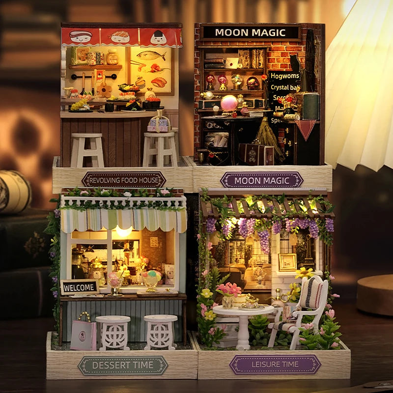 Magic Wooden Doll House Mini Kit DIY Handmade Assembly Model Building Room Bedroom Decoration 3D Puzzle Girl Toy Birthday Gifts ALPENZO