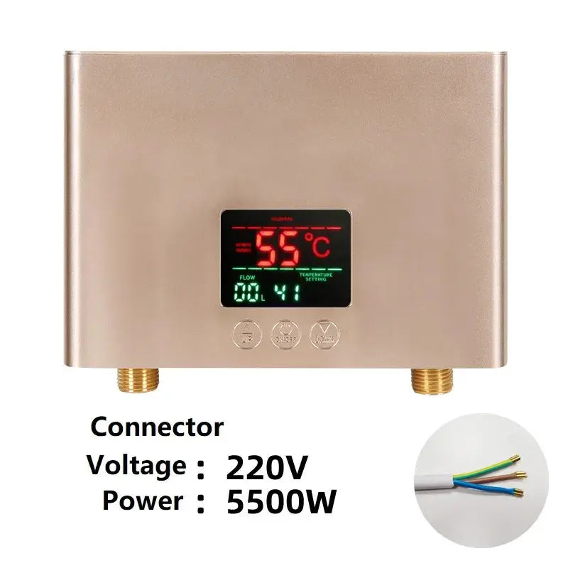 110V/220V Instant Water Heater 3000W/5500W Wall-Mounted Electric Heaters for Bathroom Hot Water Shower and Home Kitchen Heating - ALPENZO