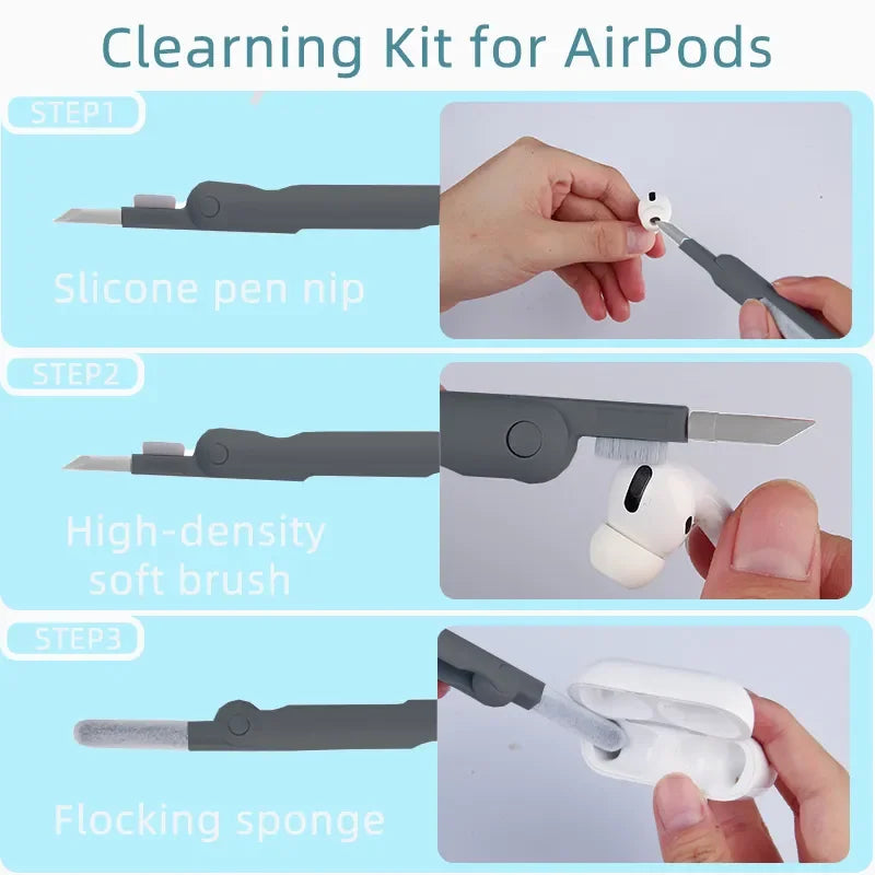 Keyboard Cleaning Kit 7-in-1 Laptops Cleaner with Keycap Puller, Multifunctional Keyboard Brush Cleaning Set for Airpods Phone - ALPENZO