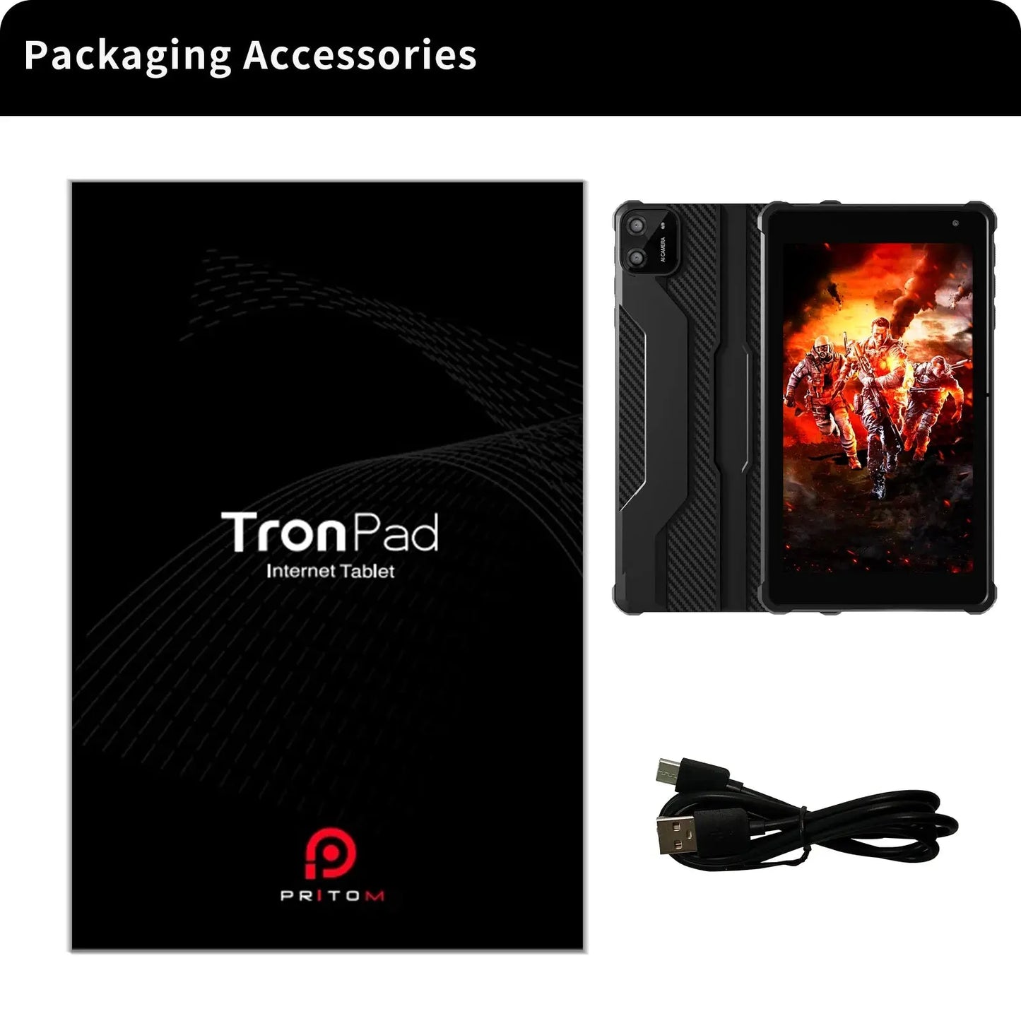 PRITOM Tablet 7" Android 14 Tablets, 8GB RAM(3+5GB Expand) 64GB ROM, A523 Octa-Core Processor, 5G WiFi+WiFi6, Dual Camera,Black - ALPENZO