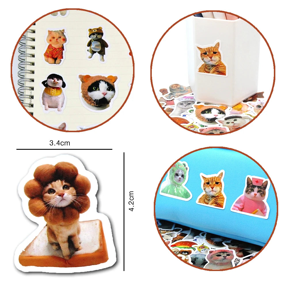 10/50/100pcs Funny Cat Stickers Cartoon Cute Decals Toy Stationery Guitar Phone Bicycle Laptop Luggage Car Graffiti Kids Sticker ALPENZO
