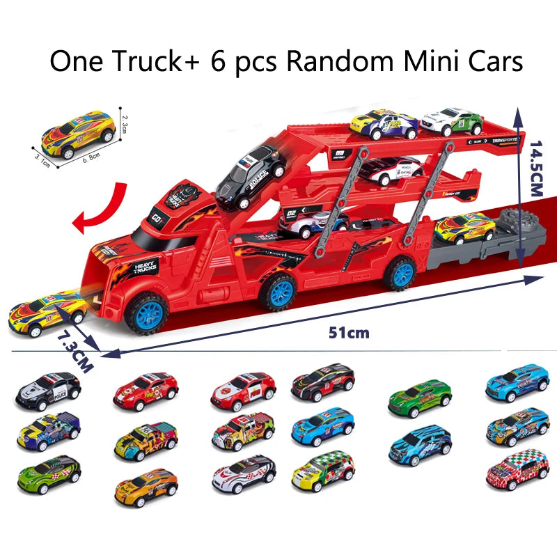 Large Kid Truck Deformation Transporter Car Toys Models Educational Model Folding Track Racing Vehicle Boys Girls Birthday Gift ALPENZO