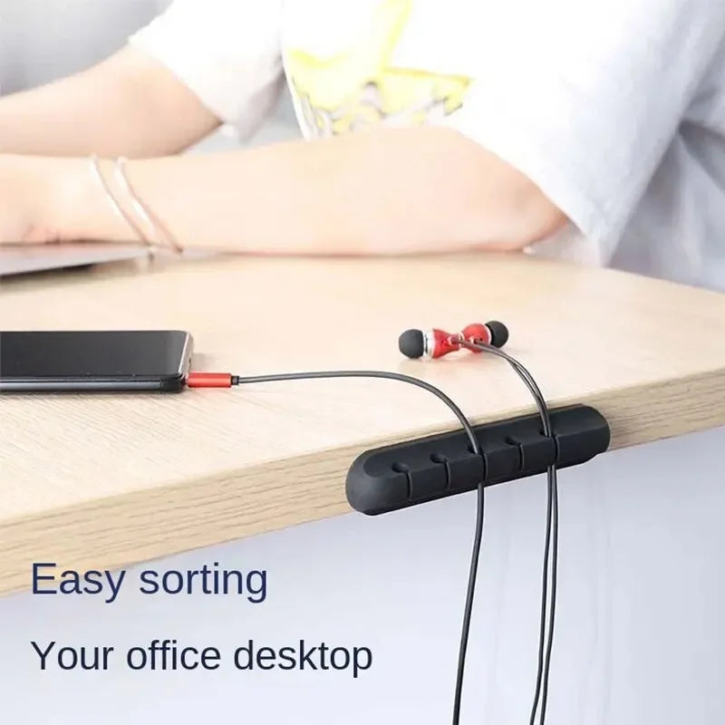 Self-Adhesive Power Cord Cord Manager Fixed Chuck Plug Mouse Cable Headset Winder Mobile Phone Data Cable Card Silicone Desktop