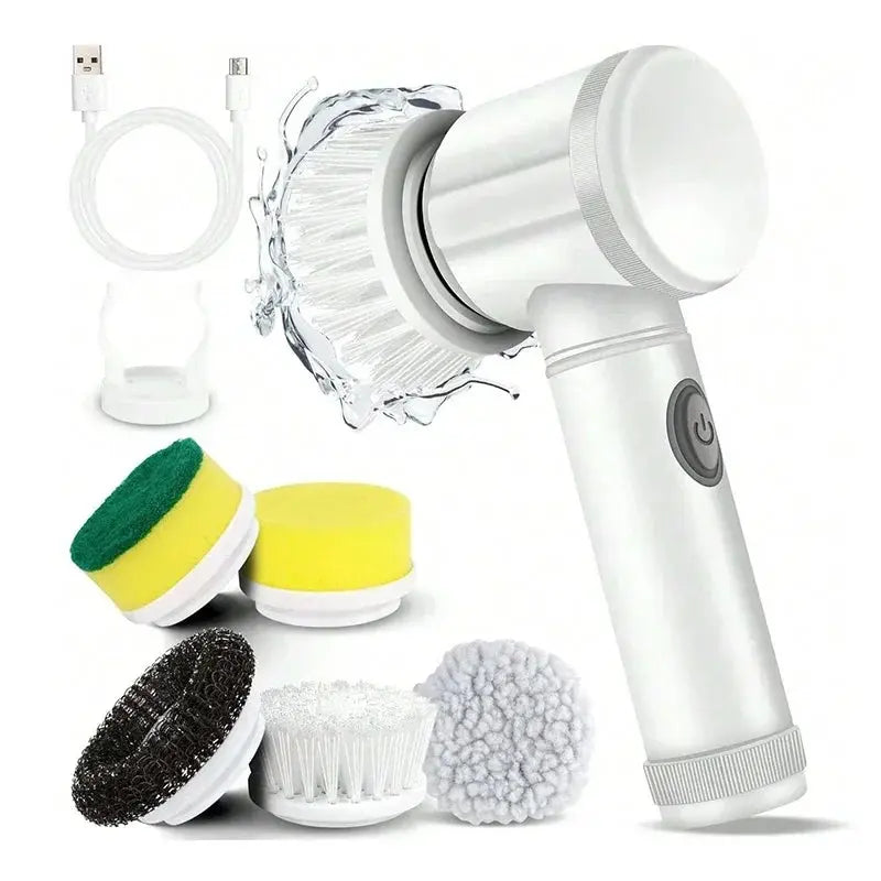 New Electric Spin Scrubber,Bathroom Cleaning Brush Power Scrubber with 5 Replaceable Brush Heads, 5 in 1 Electric Cleaning Brush - ALPENZO