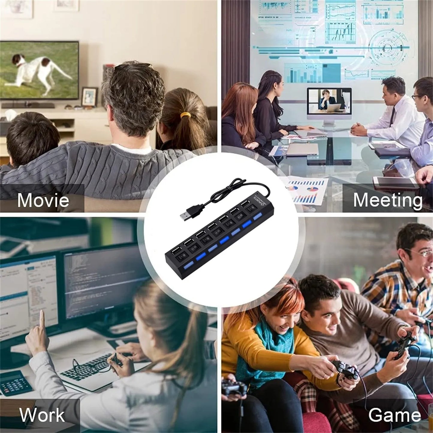USB Hub Hub USB Adapter Multi Ports Use Power Adapter Extensor USB 2.0 PC Computer Accessories Switch USB For Laptop - ALPENZO