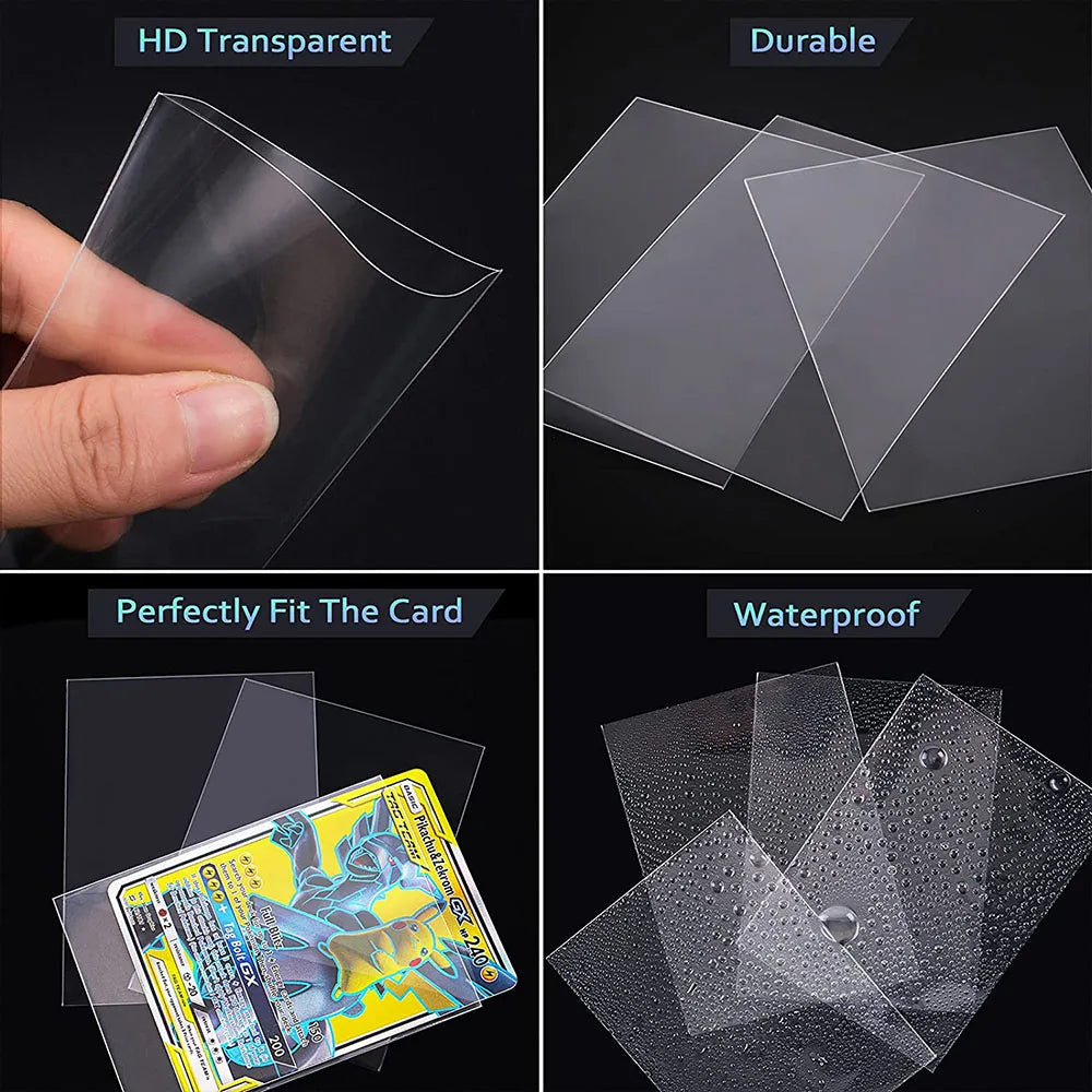 100 Pcs Transparent Playing Card Cover Clear Protector Sleeve Holder For Pokemon Board Game ID Trading Folder Photo Pouch Kit ALPENZO