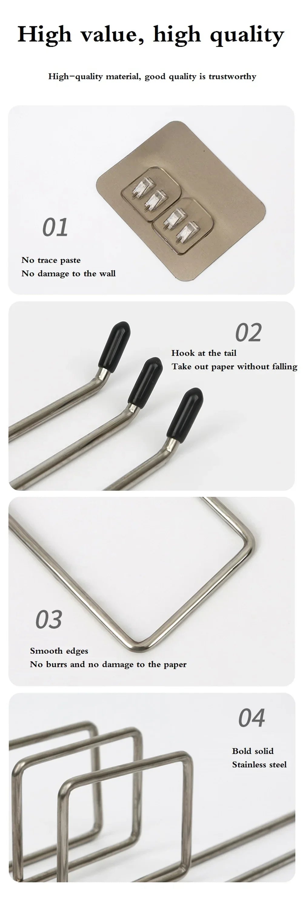 Kitchen paper towel stand glue toilet rack towel, hang tissue dispenser roll napkin cabinet storage accessories, 2 pieces - ALPENZO