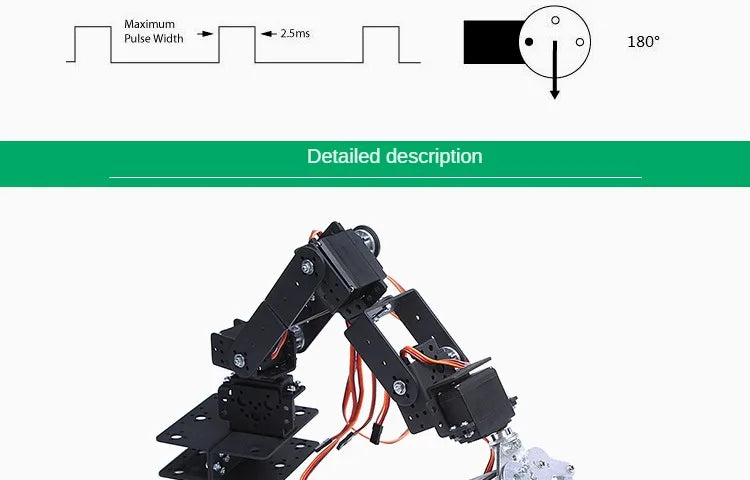 360 Degrees 6 DOF Robot Metal Alloy Mechanical Arm Claw Kit MG996R for Arduino Robotics Kit Educational Ps2 Programmable Toys ALPENZO