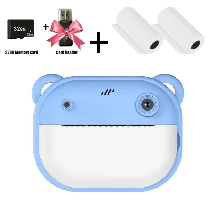 Children Digital Camera Instant Print for Kids Thermal Print Camera Instant Photo Printing Camera Video Toys+32G Memory Card ALPENZO
