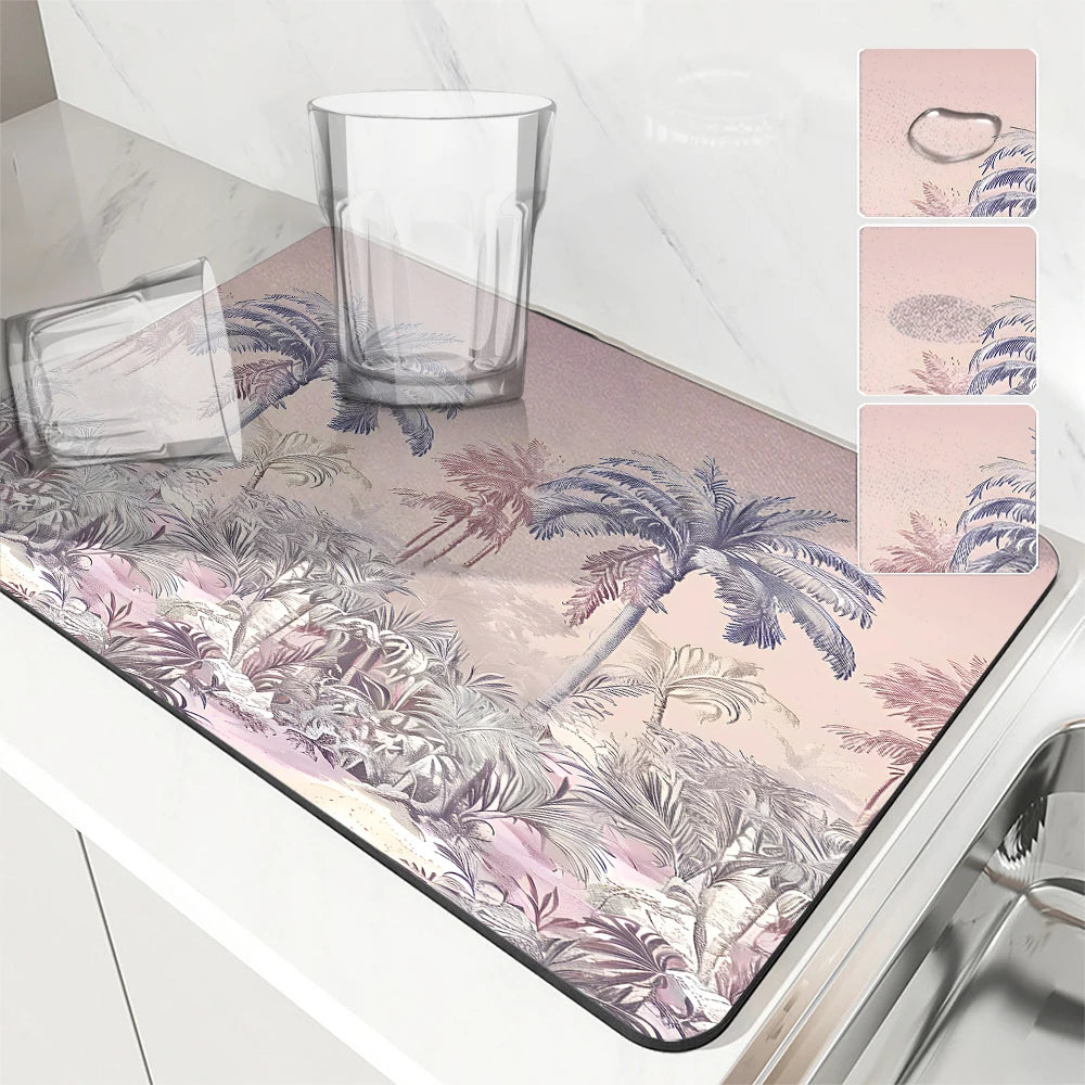 VIKAMA Kitchen tableware diatomaceous earth impermeable drainage mat heat insulation non-slip bathroom doormat home decoration - ALPENZO