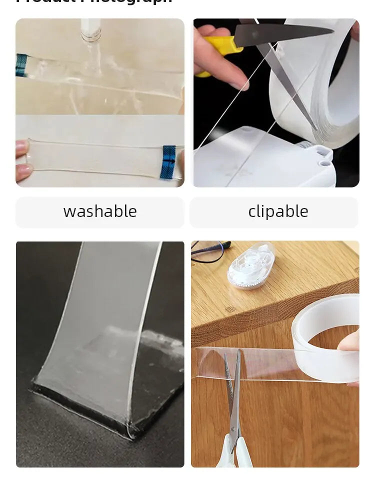 Nano Double Sided Tape Transparent Waterproof Strong Tape Reusable Nano Tape Kitchen Bathroom Home Decoration - ALPENZO