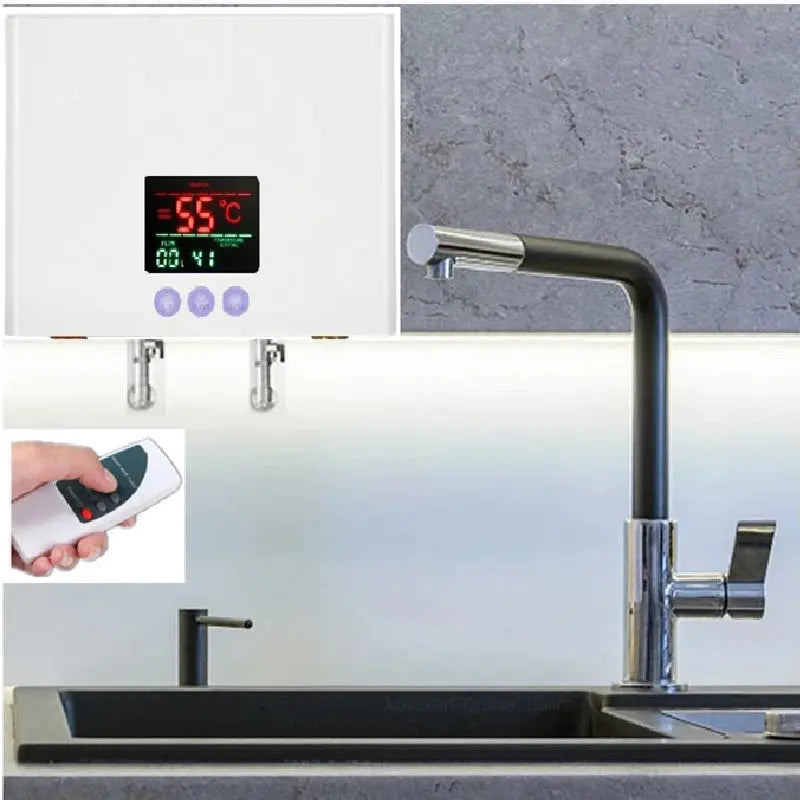 110V/220V Instant Water Heater 3000W/5500W Wall-Mounted Electric Heaters for Bathroom Hot Water Shower and Home Kitchen Heating - ALPENZO