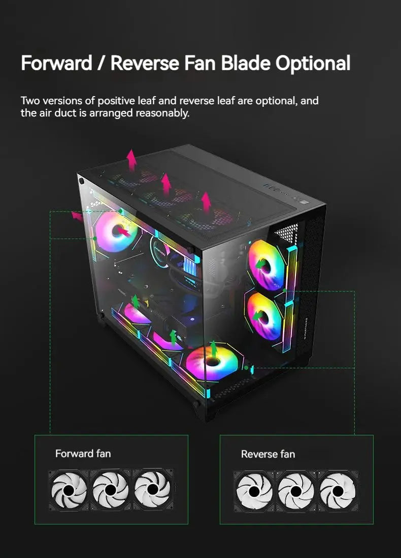 TEUCER JM-1 Computer Case Fan ARGB Mirror Cycle Light Effect 120mm 4Pin PWM PC Cooling Fan Low Noise Water Cooling Ventilador - ALPENZO