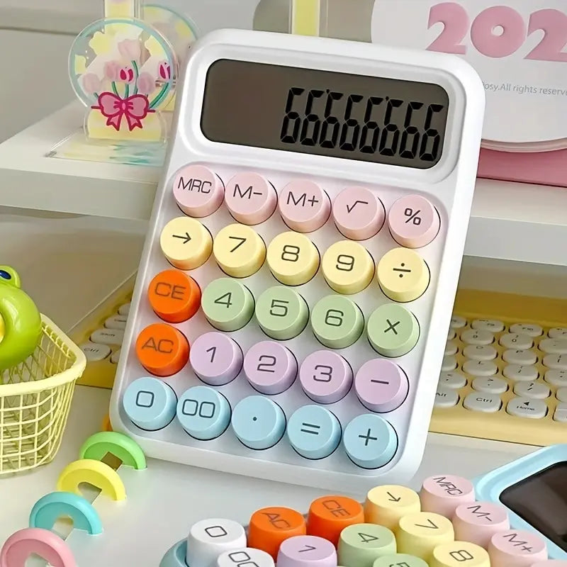 1pc Keyboard Calculator Office 12-digit Mechanical Calculator Cute Candy Color Calculator Desktop Stationery ALPENZO