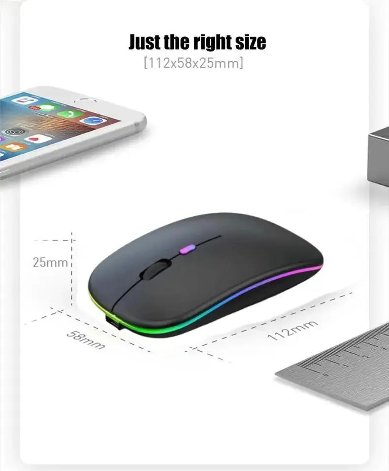 Wireless Mouse Rechargeable Silent LED Backlit Mice PC Laptop Computer Mous 2.4Ghz Receiver Bluetooth Dual Mode Optical Mice - ALPENZO