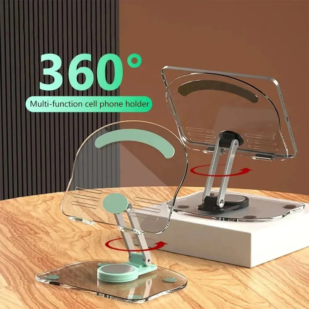 Transparent Rotating Stand Acrylic Plate Desktop Mobile Phone Tablet Universal Live Folding Adjustment Computer Support Stand - ALPENZO