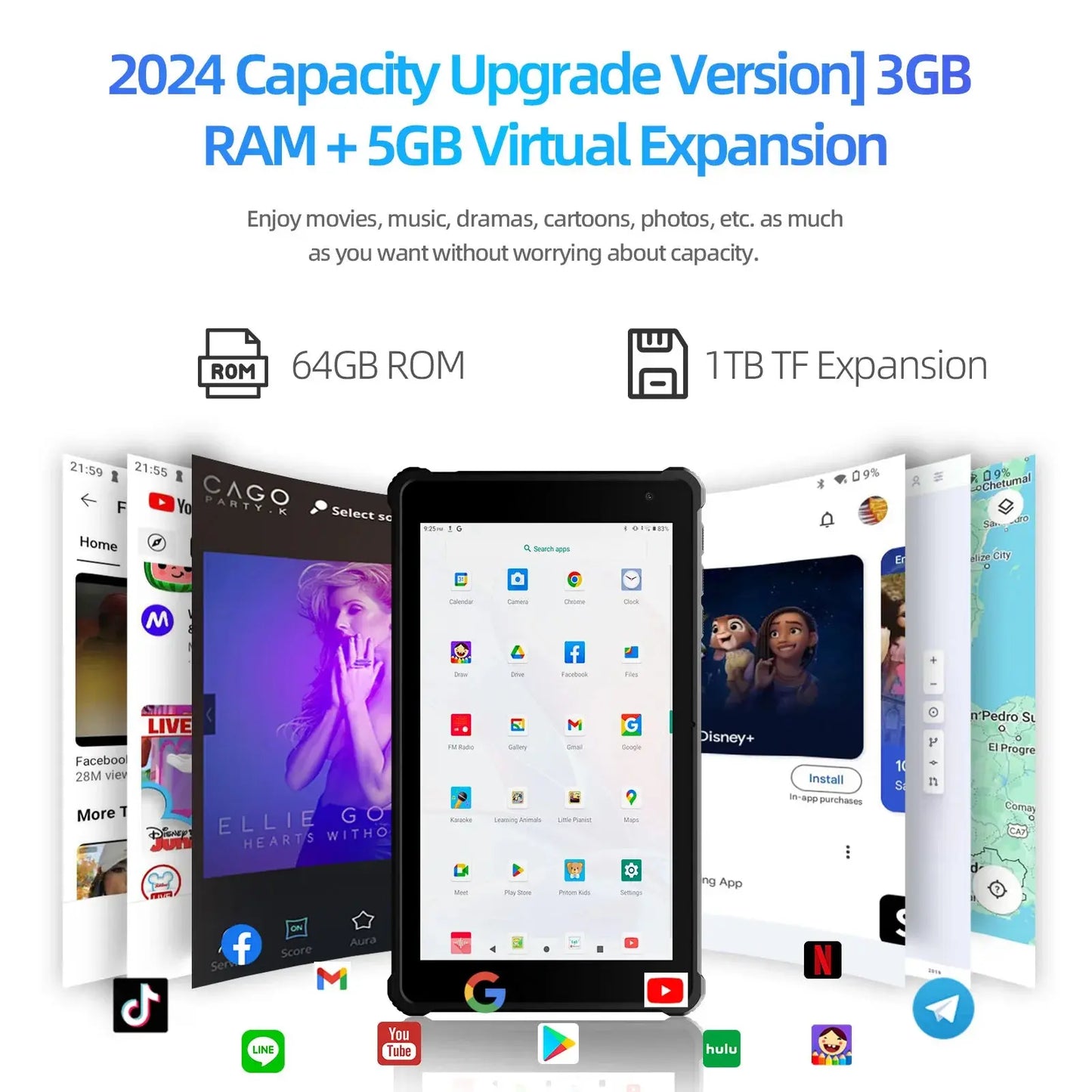 PRITOM Tablet 7" Android 14 Tablets, 8GB RAM(3+5GB Expand) 64GB ROM, A523 Octa-Core Processor, 5G WiFi+WiFi6, Dual Camera,Black - ALPENZO