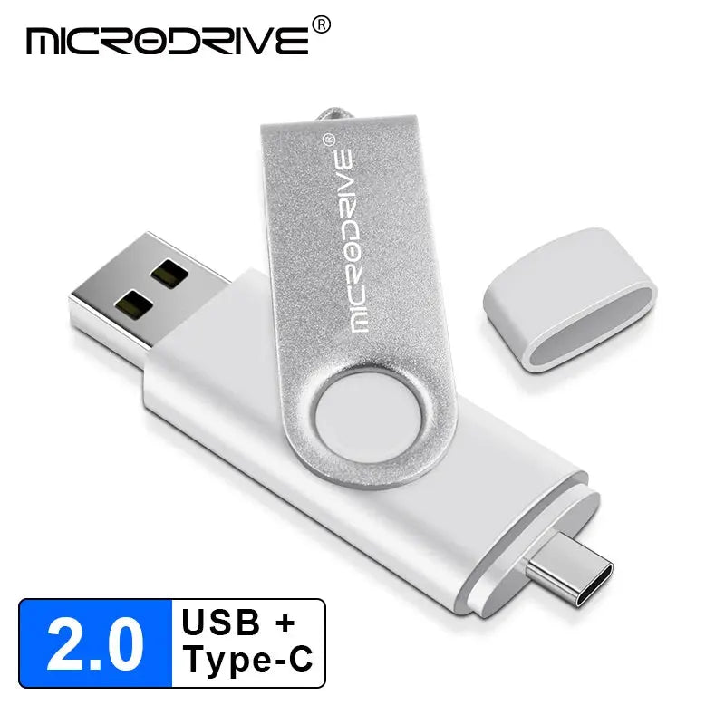 Metal USB Flash Drive 128GB 64GB 32GB High Speed 16GB 8GB Pen Drive Smart Phone OTG 2 IN 1 Memoria Usb Stick Type C Usb 2.0 - ALPENZO