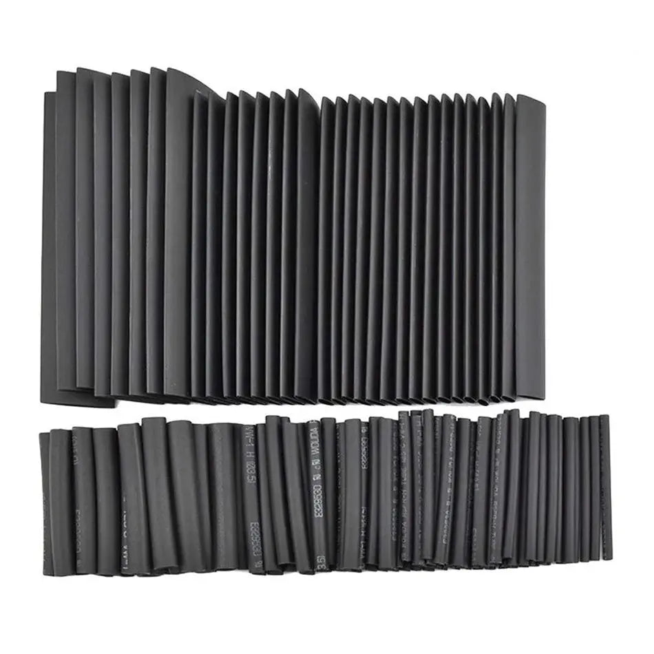 127pcs Black Heat Shrinkable Tube Cable Insulation Sleeve Waterproof Electronic Lated Polyolefin Sheathed Shrink Tubing - ALPENZO