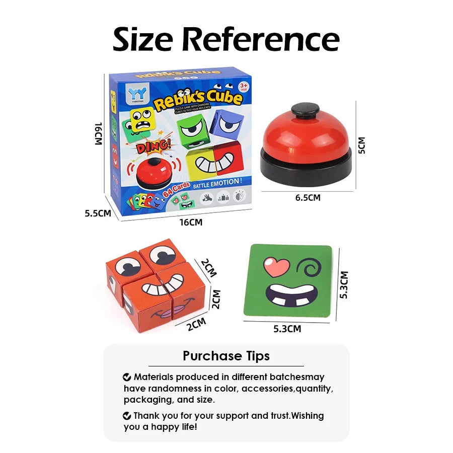 Kids Face Change Expression Puzzle Building Blocks Montessori Cube Table Game Toy Early Educational Toys for Children Gifts ALPENZO
