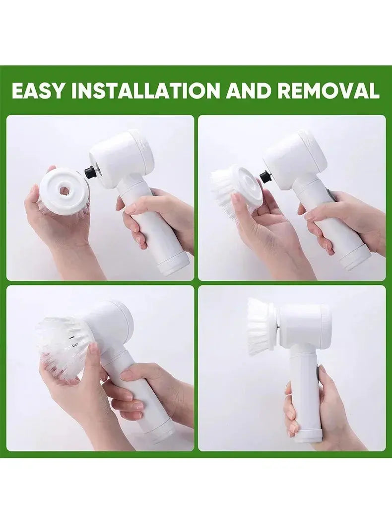 New Electric Spin Scrubber,Bathroom Cleaning Brush Power Scrubber with 5 Replaceable Brush Heads, 5 in 1 Electric Cleaning Brush - ALPENZO