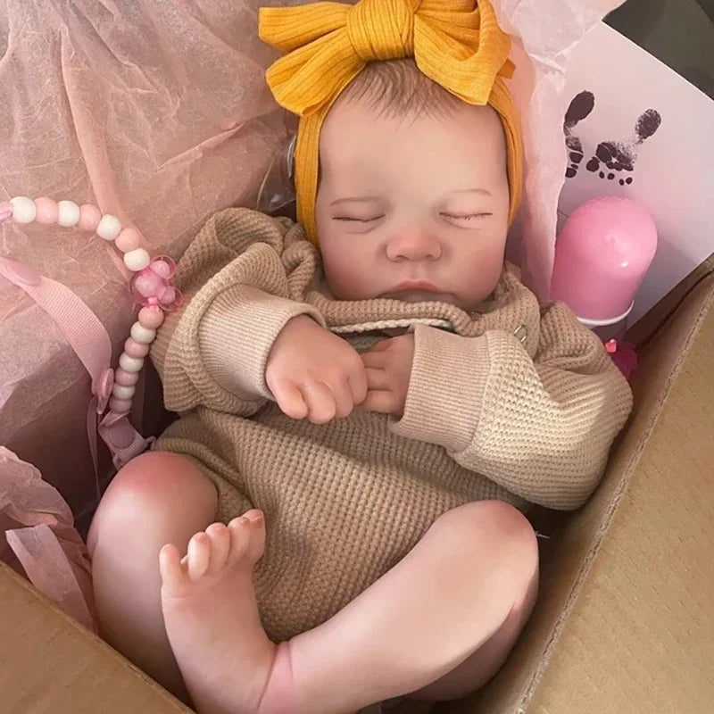 MRB 17inch Levi Reborn Baby Doll Already Painted Finished Sleeping Vinyl Newborn Baby 3D Skin Visible Veins Collectible Art Doll ALPENZO