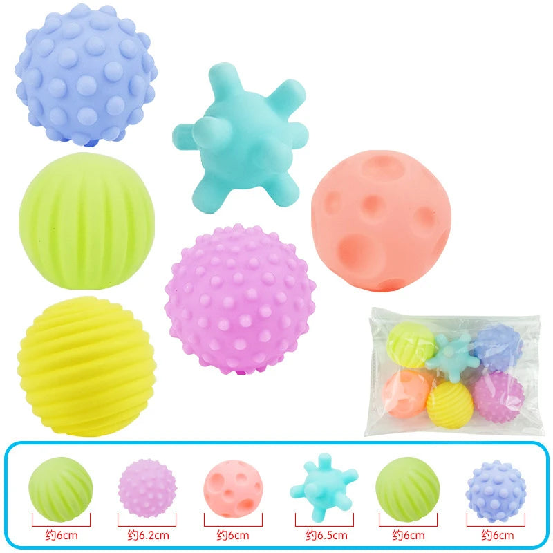 6Pcs Textured Multi Ball Set Develop Tactile Senses Toy Baby Touch Hand Ball Toys Training Ball Massage Soft Balls Kids Gifts ALPENZO