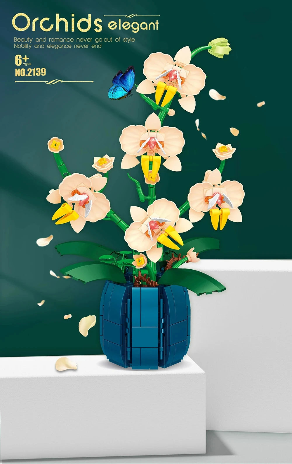 616PCS Orchid Building Blocks Flowers Bouquet Flower Blocks Bonsai Plant Model Bricks Romantic Home Decoration Toy For Kids Gift ALPENZO