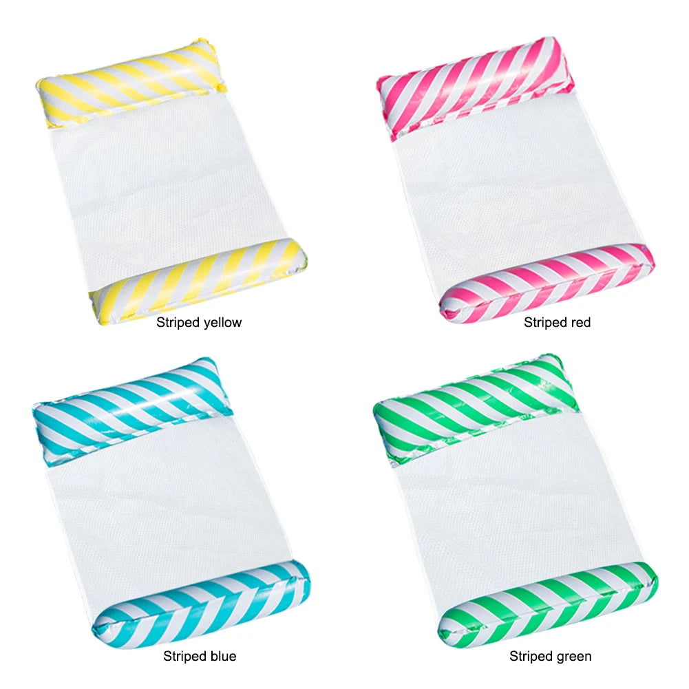 Foldable Floating Water Hammock Float Lounger Inflatable Pool Mat Floating Recliner Bed Swimming Air Mattress Pool Accessories