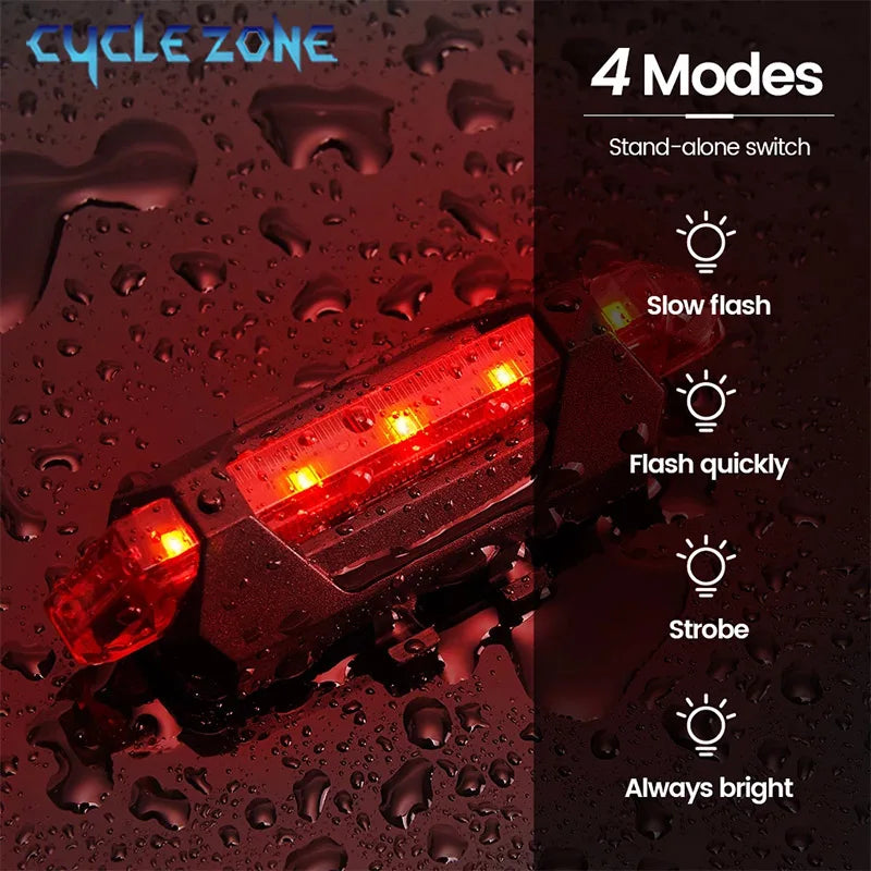 USB Rechargeable Bike Lights Set Bicycle Front Light Rear Lamp Easy to Install 3 Modes Headlight Taillight Cycling Accessories