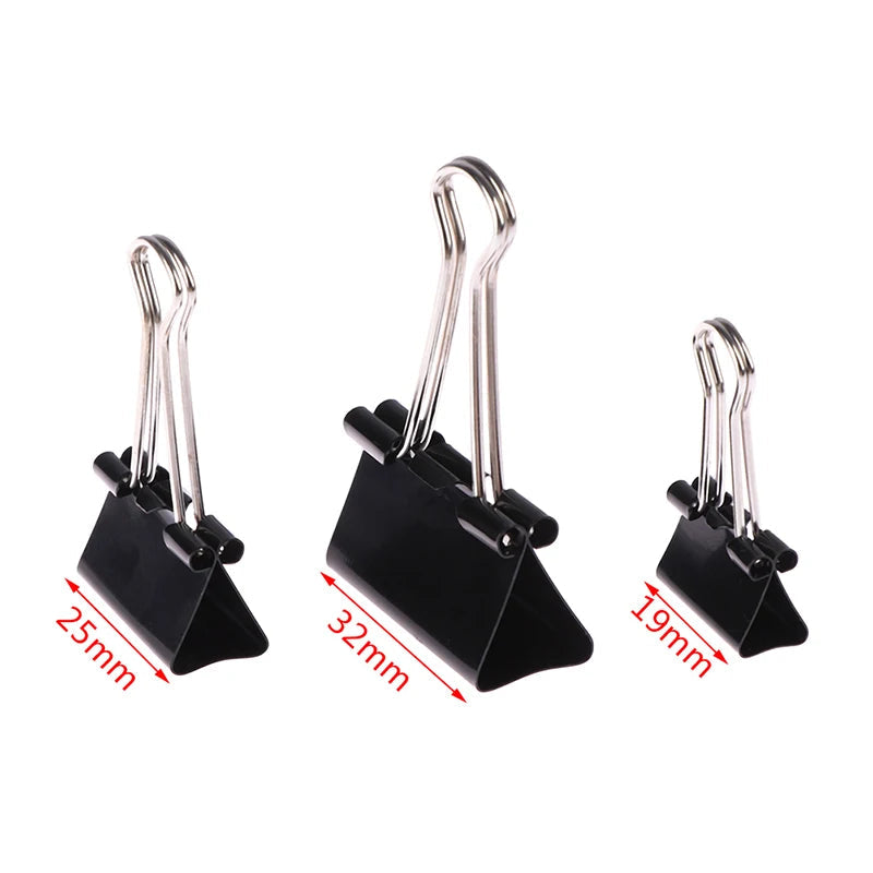 10pcs/lot Black Metal Binder Clips 19mm/ 25mm/ 32mm Notes Letter Paper Clip Office Supplies Binding Securing ALPENZO