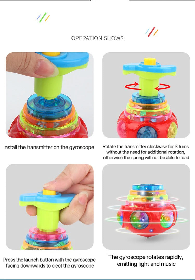 1 PCs Random Color Luminous Music Rotating Gyroscope Outdoor Toys Colorful Lights Luminous Toys Notes ALPENZO