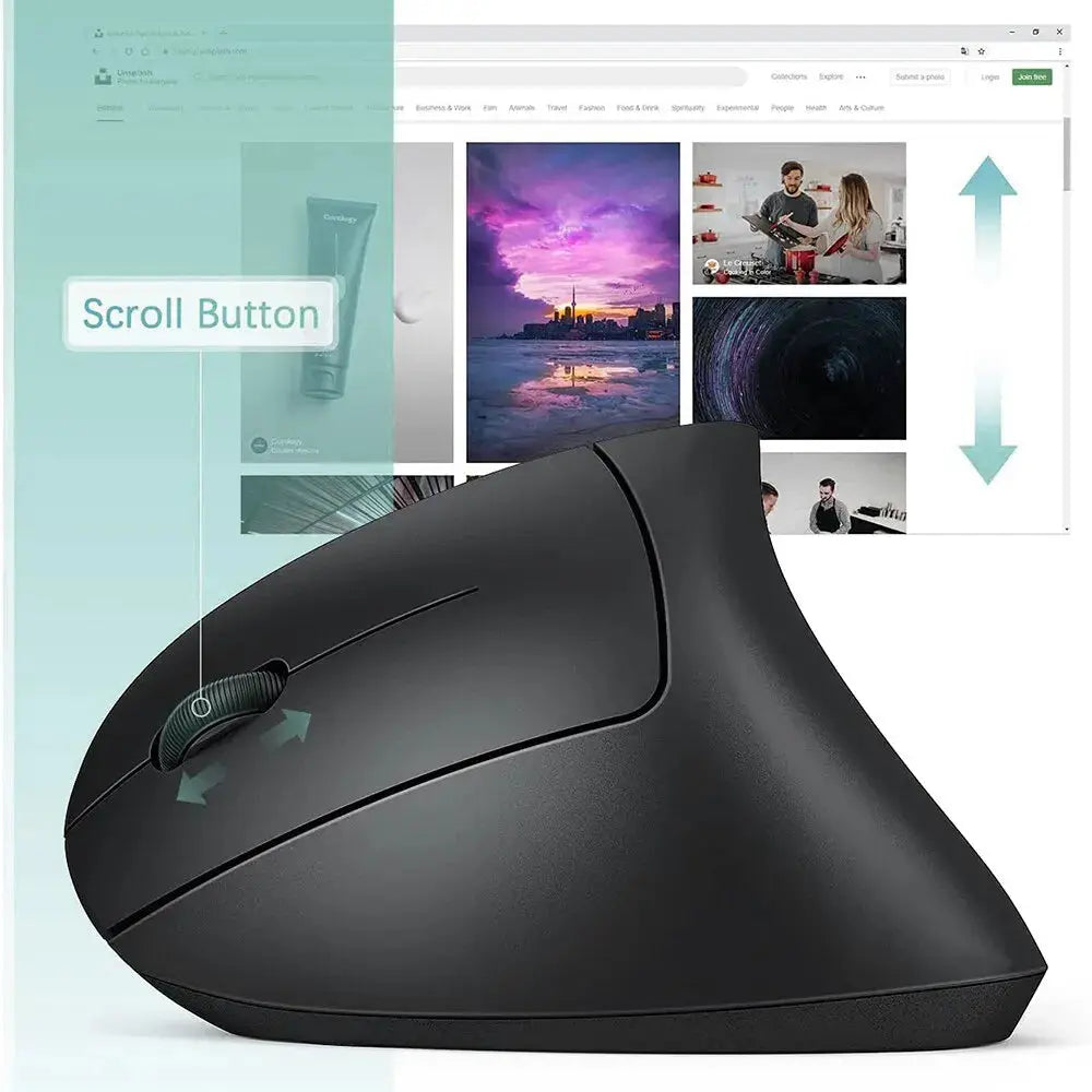 Vertical Mouse Ergonomic 2.4GHz Wireless Optical Mice 3 Adjustable DPI 800/1200/1600 6 Buttons for Laptop PC Computer Desktop - ALPENZO