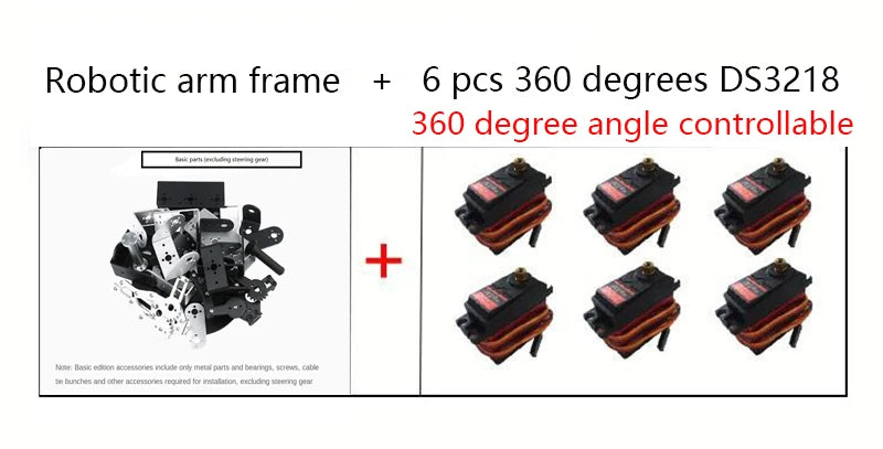 360 Degrees 6 DOF Robot Metal Alloy Mechanical Arm Claw Kit MG996R for Arduino Robotics Kit Educational Ps2 Programmable Toys ALPENZO
