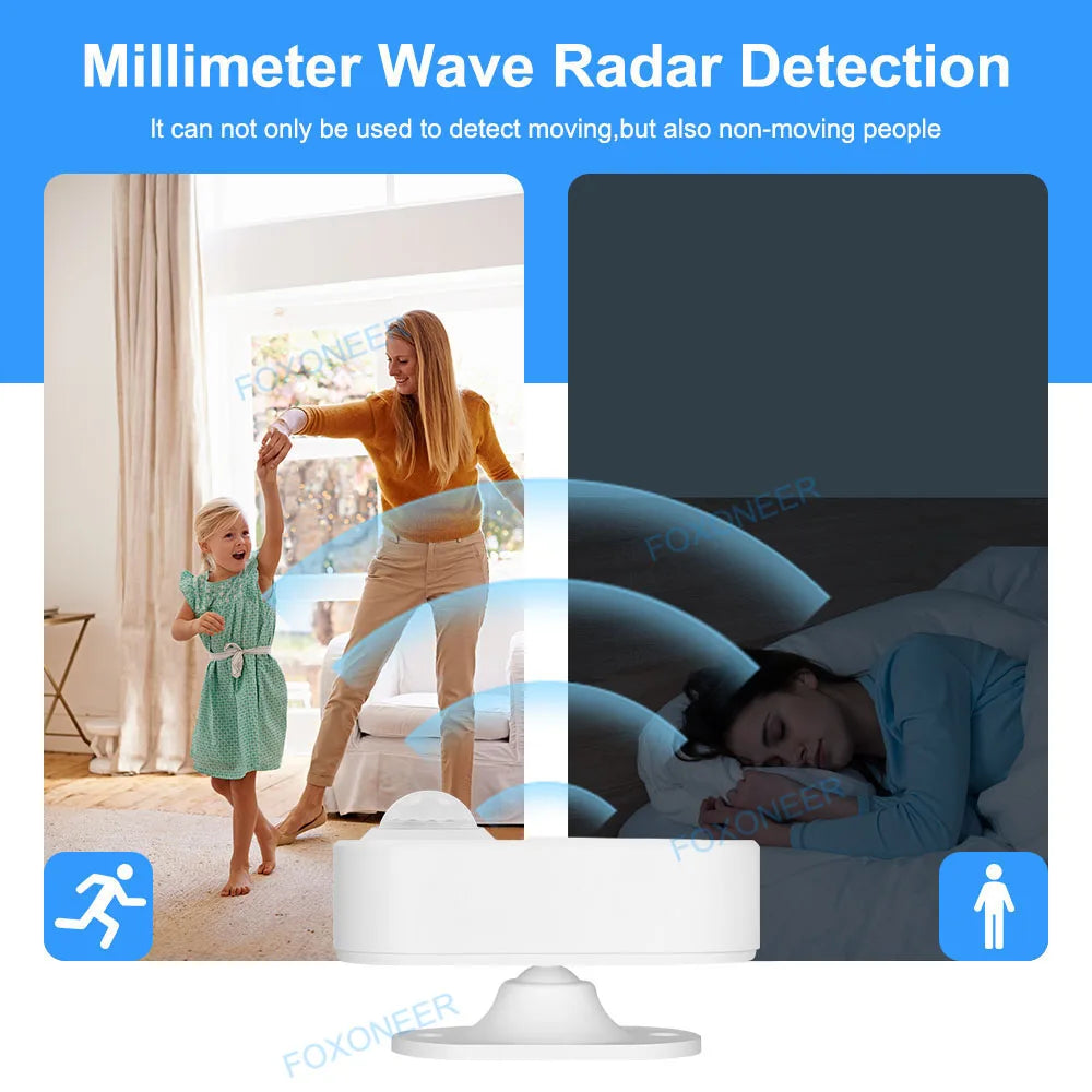 Tuya Zigbee Human Presence Detector,Luminance/Distance Detection, Smart PIR Motion Sensor Support Zigbee 2mqtt Home Assistant - ALPENZO