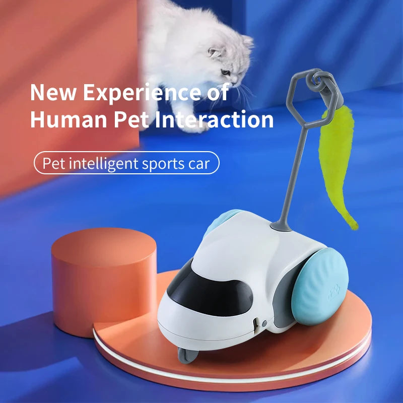 Smart Interactive Cat Toy Car Auto-Running Pet Vehicle with Obstacle Detection Durable for Indoor Cats Play - ALPENZO