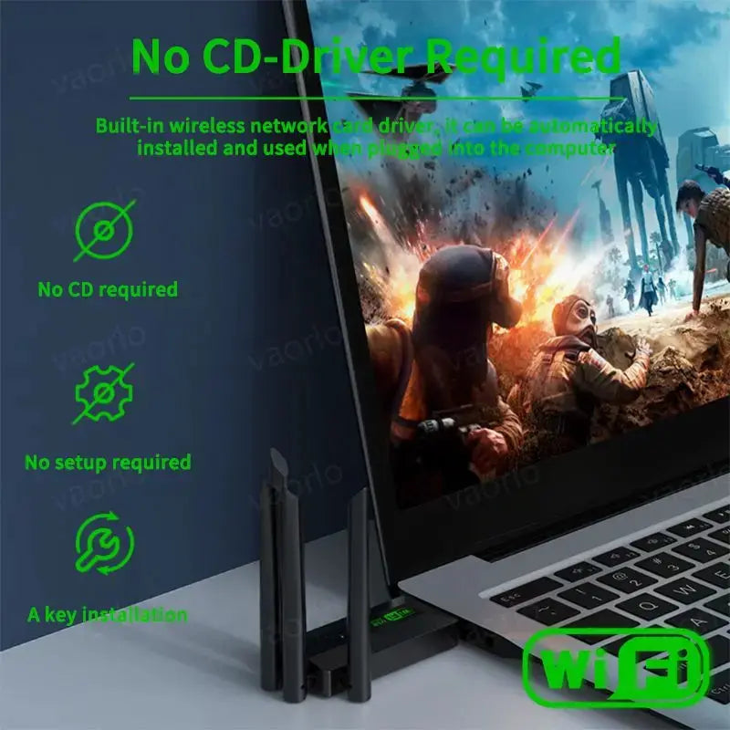 Original 4 Antennas 1200Mbps WiFi USB 3.0 Adapter 2.4G/5GHZ Dual Band WiFi Dongle Wireless Network Card 802.11AX For Win 10/11 - ALPENZO