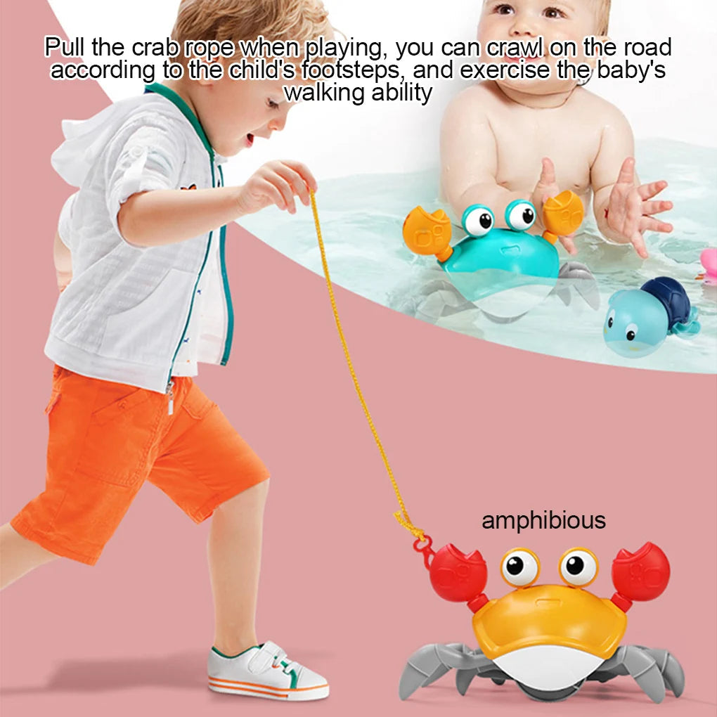 Baby Bath Tub Water Play Crab Toy Clockwork Portable Beach Children Shower Accessory Baby Pulling a String To Learn to Walk ALPENZO