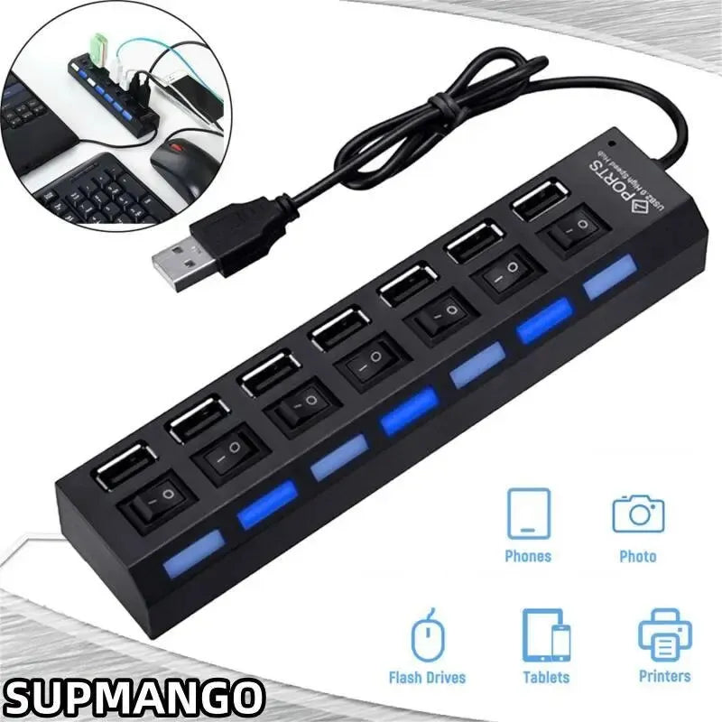 USB Hub Hub USB Adapter Multi Ports Use Power Adapter Extensor USB 2.0 PC Computer Accessories Switch USB For Laptop - ALPENZO