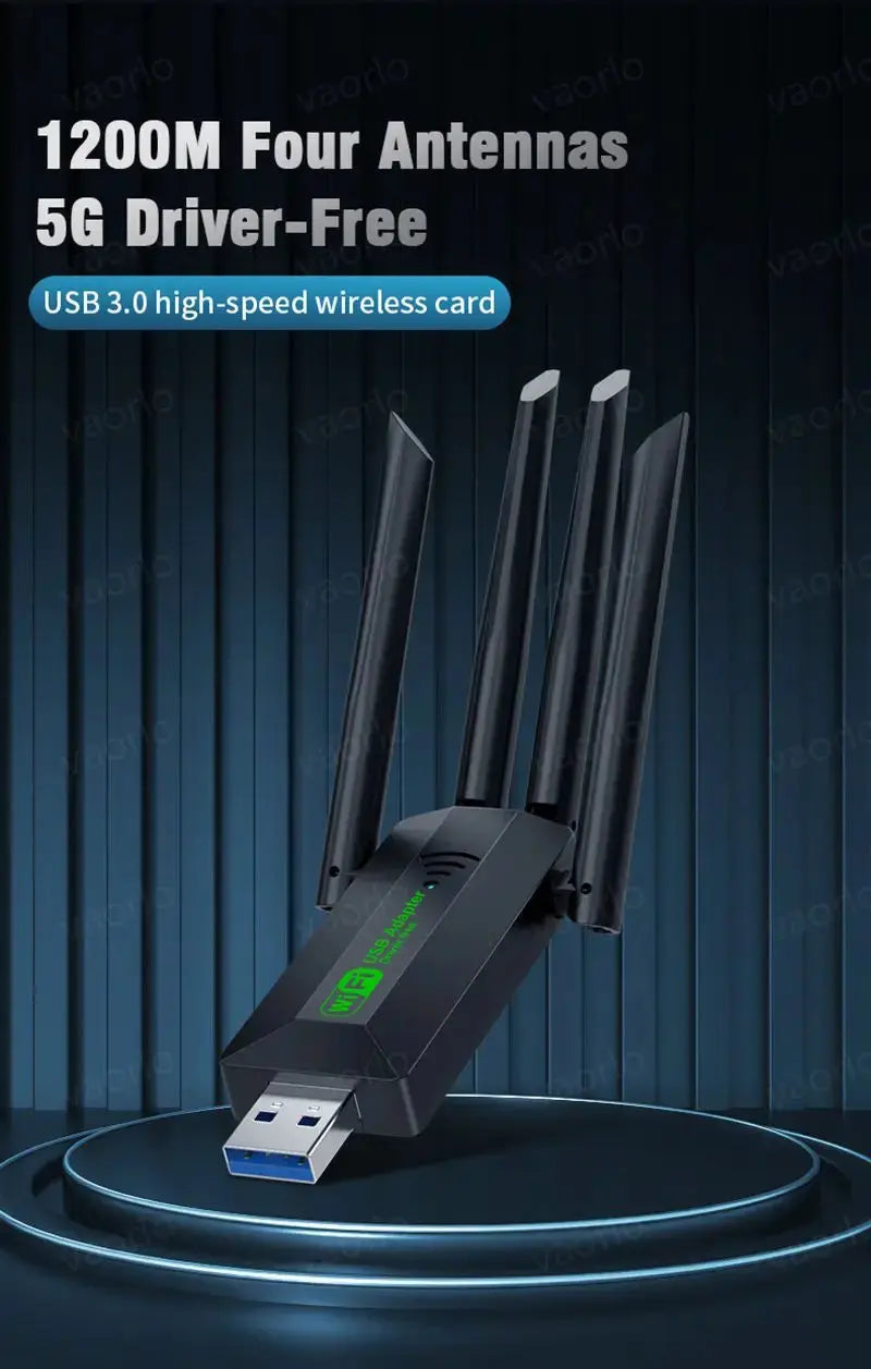 Original 4 Antennas 1200Mbps WiFi USB 3.0 Adapter 2.4G/5GHZ Dual Band WiFi Dongle Wireless Network Card 802.11AX For Win 10/11 - ALPENZO