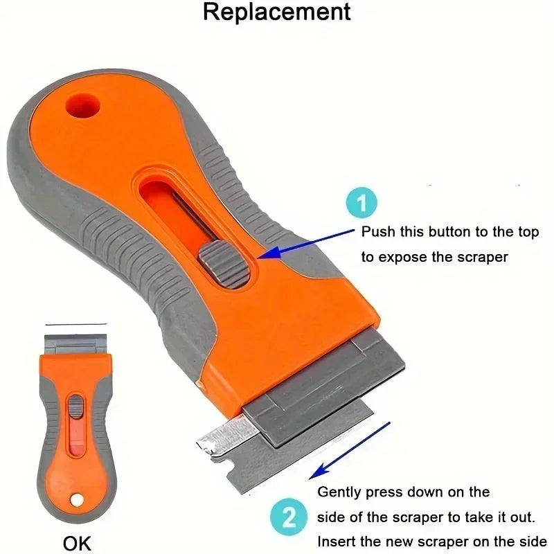 1 Set Glue removal blade With 10 Blades, Telescopic Adjustment Knife, Cleaning Scraper Tool For Removing Labels,Stickers,Paint - ALPENZO