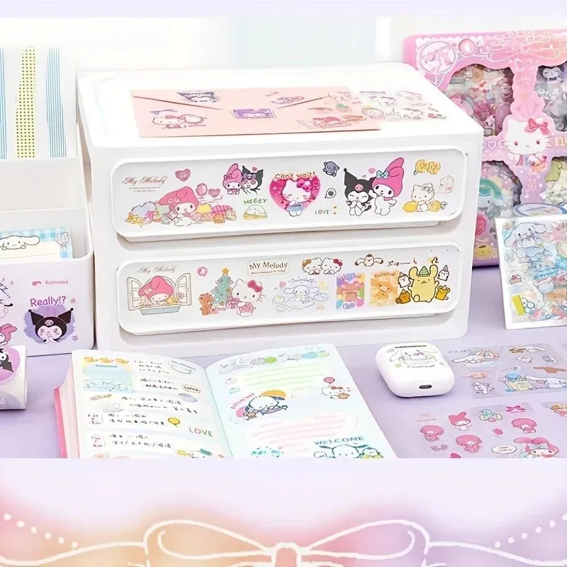 Non-Repeating 100-Piece Sticker Set Cinnamoroll Kuromi Waterproof Stationery Sticker Gift Box Birthday Gift ALPENZO