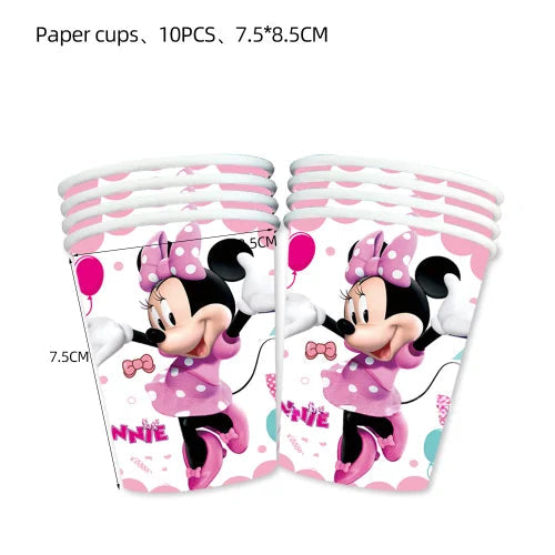 Minnie Mouse Party Decoration Disposable Tableware Minnie Cup Plate Balloon For Girls Baby Bath Birthday Party Supplies ALPENZO