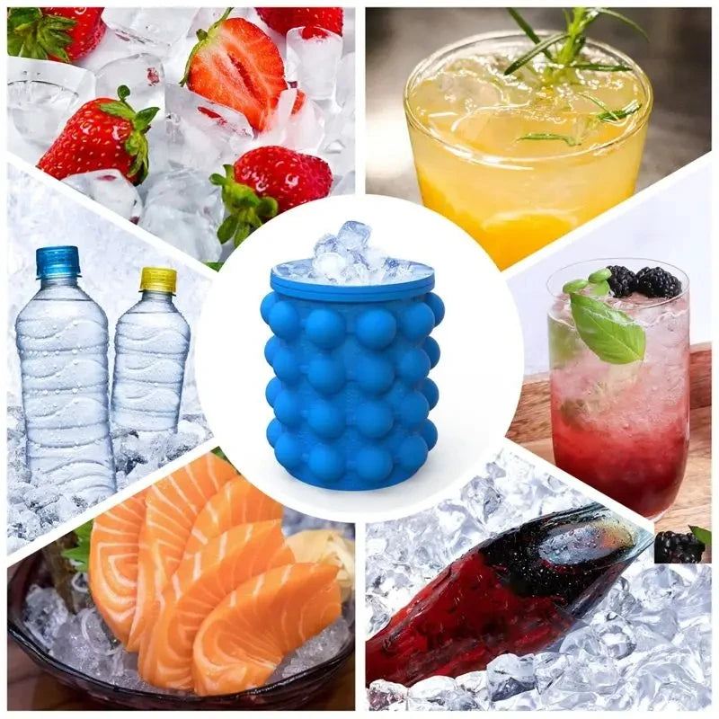 2-in-1 Silicone Bucket Ice Cube Maker Easy Freezing and Serving Perfect for Bars Clubs Essential Drinkware Kitchen Accessories ALPENZO