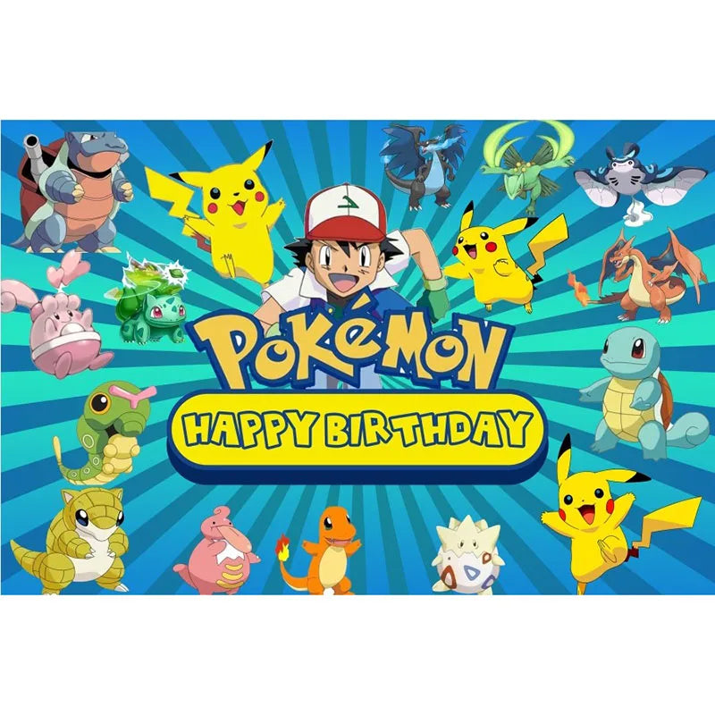 Cartoon Pikachu Theme Birthday Party Disposable Tableware Set Balloons Decorations Photo Props Background Pokemon Party Supplies ALPENZO