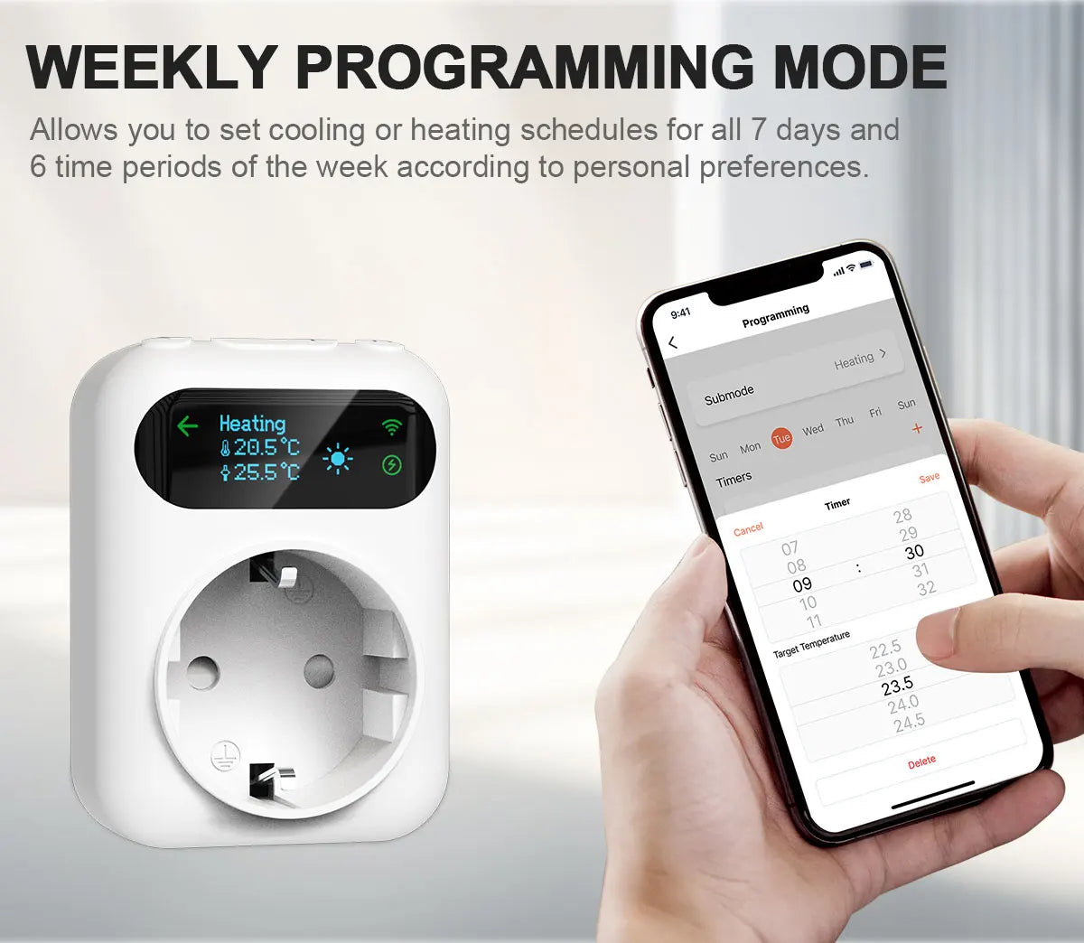 Tuya WIFI Digital Thermostat Socket 16A Outlet Plug Remote Temperature Controller Timer Switch Cooling Heating 3M NTC Sensor - ALPENZO