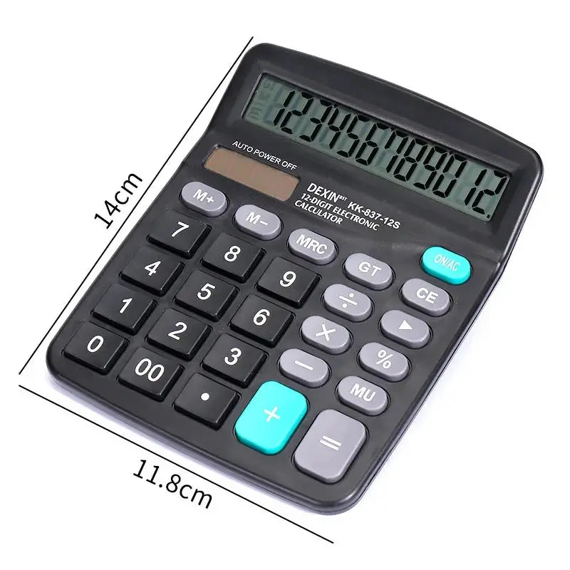 12-Digit Large LCD Display Calculator Standard Function Calculator with Solar & Battery Dual Power for Home Basic Desktop Office - ALPENZO