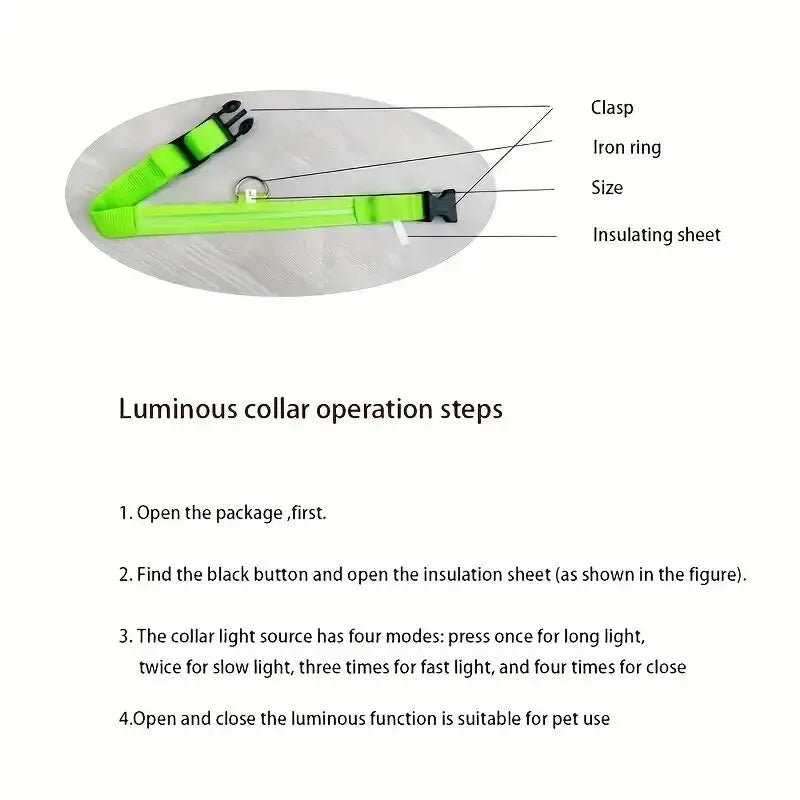 Nylon LED Night Safety Flashing Glow In The Dark Dog Leash Dogs Luminous Fluorescent Pet Dog Collar - ALPENZO